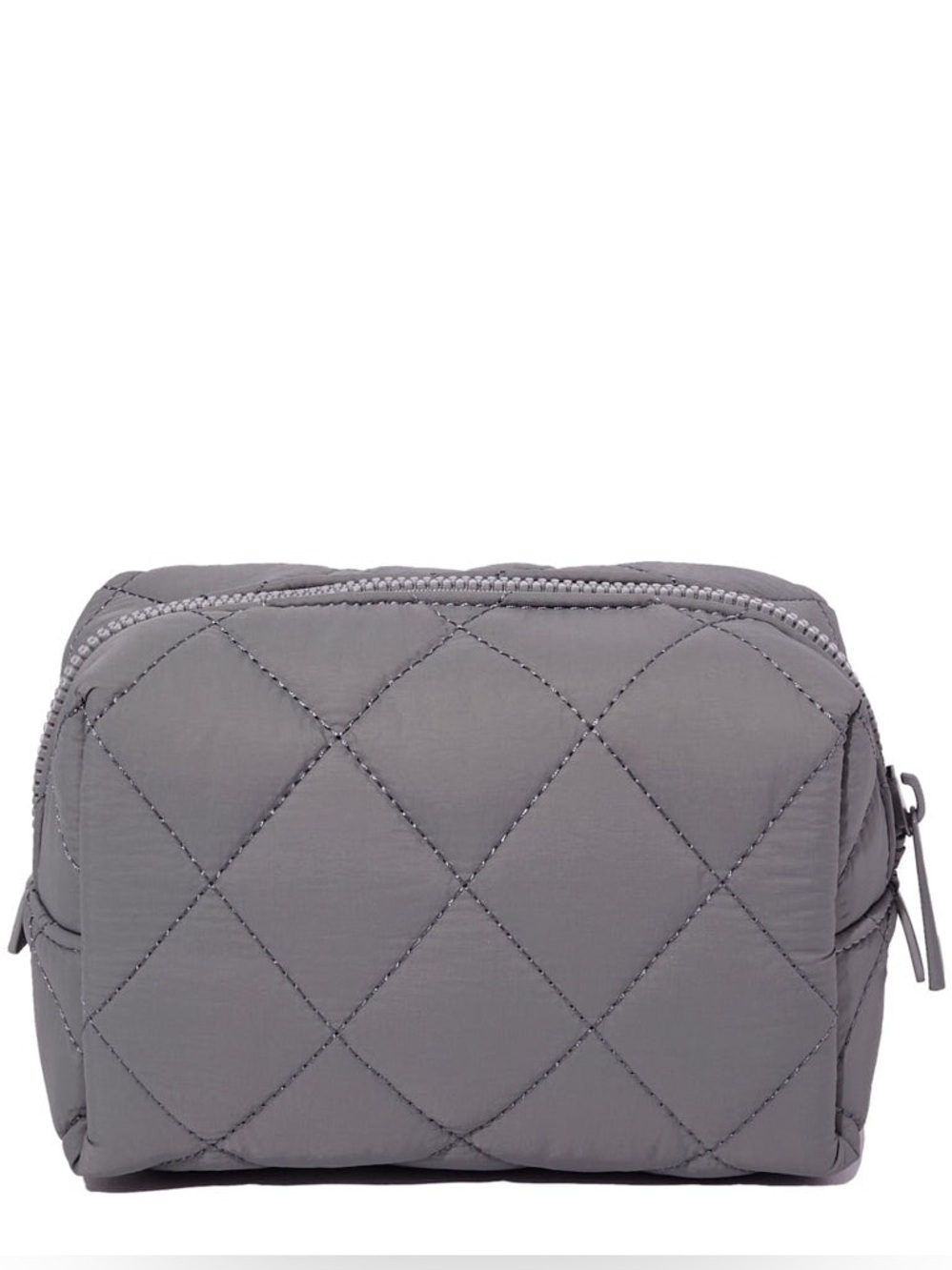 Poppy & Peonies Gray Quilted Cosmetic Bag